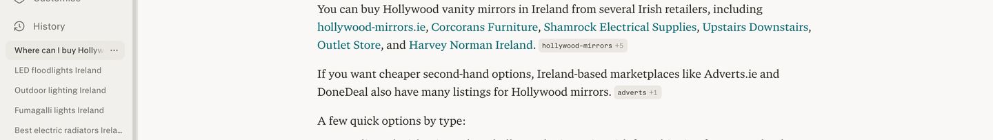 Perplexity listing Shamrock Electrical Supplies for Hollywood vanity mirrors in Ireland